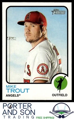 Mike Trout 2022 Topps Heritage #100 Los Angeles Angels Baseball Card - Image 1 of 2