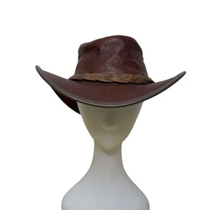 Vintage 1019 Barmah Herren braun Känguruleder wasserdicht Sundowner Hut Größe M - Bild 1 von 9