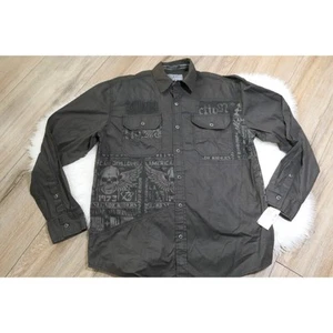 AFFLICTION Black Premium Men XL Athletic Fit Button-Down Shirt BLACKPOOL OUTLAWS - Picture 1 of 16