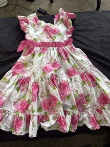Girls Size 5/6 Floral Dress By Eleanor Rose Pink And White - Picture 1 of 13