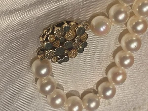 14k Gold Lane Crawford with Mikimoto Pearls Necklace 15” 6mm With Original Case - Picture 1 of 13