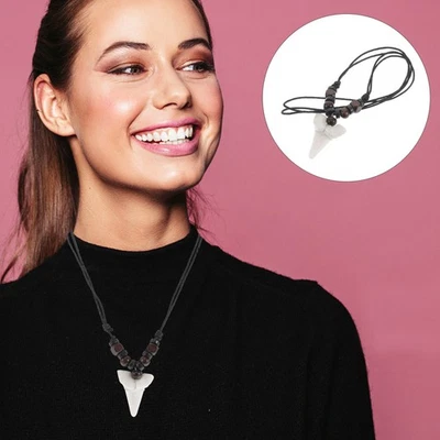  Perlenkette Haifischzahn-Halskette Höhlenmensch Shark Herrenkette - Bild 1 von 4