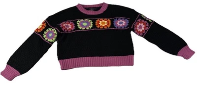Suéter Forever 21 Mujer S Floral Recortado Cuadrado Grueso Crotchet Abuelita Cuadrado Foto 1 de 4