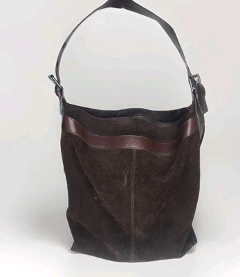 Banana Republic Vida Bag Suede Leather Shoulder Bag Purse Tote Brown Oversized - Image 1 of 4