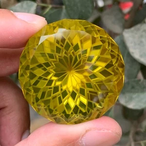 Naturschliff 201,70 Karat Blumenschliff Zitronenquarz rund facettiert lose Edelstein - Bild 1 von 3
