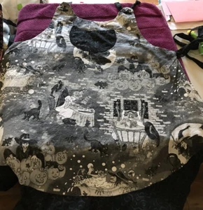 Halloween Handmade Bib Apron Witch Theme. Chest Pocket Ties At Neck And Waist! - Picture 1 of 10