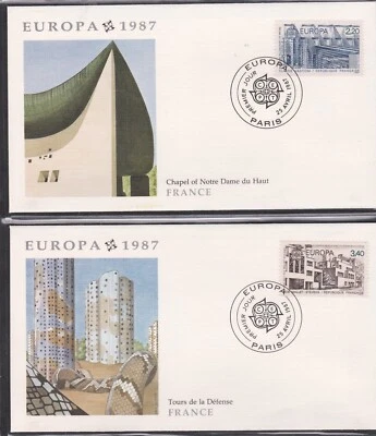FRANCE 1987 2 FLEETWOOD FIRST DAY COVERS EUROPA ARCHITECTURE CACHET - Image 1 of 2