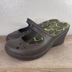 Crocs brown frances wedge sandals slip on mary jane women's size 8