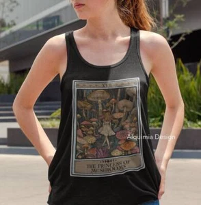 The Princess Of Mushrooms Tarot Card Tank Top, Mushroom Mycology - Picture 1 of 16