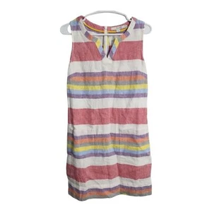 Boden 100% Linen Striped V Neck Shift Mini Beach Preppy Vacation Pool Dress 6 - Picture 1 of 6