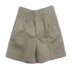 Authentic School Uniform Shorts Boys 7 Beige Elastic Waist Pleated Front NWT - Picture 1 of 9