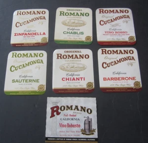 Lot of 7 Old Vintage - ROMANO - WINE LABELS - Romano Winery CUCAMONGA CA. - Picture 1 of 1