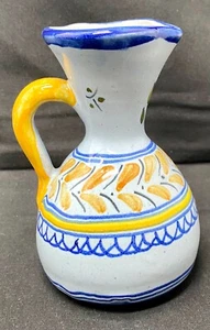 VINTAGE BEAUTIFUL TALAVERA CERAMIC OIL OR WINE JUG 4.5" c1980 Excellent - Picture 1 of 5