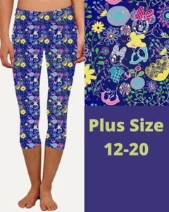 Minnie Mouse Daisy Duck Floral Flower Women's CAPRI Leggings Plus Size TC 12-20 - Picture 1 of 1