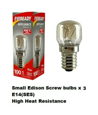 3X OVEN BULB COOKER APPLIANCE 300°C LIGHT BULB | LIGHT 15W 240V E14 SES EVEREADY - Image 1 of 4
