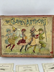 1896 Parker Brothers The Game of Authors Card Game Complete with box RARE - Picture 1 of 12