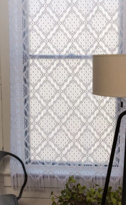 Heritage Lace Panel Diamond Fringe White or Cafe  - Image 1 of 2