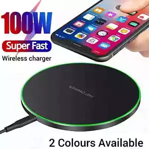 100W Fast Wireless Charger Charging Pad For Apple iPhone & Samsung & Universal - Picture 1 of 9
