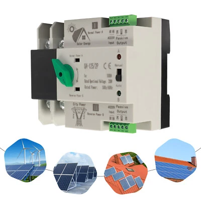 MARKENLOS Interruptor automático de transferencia 2P 100A UPS/solar/inversor interruptor de red