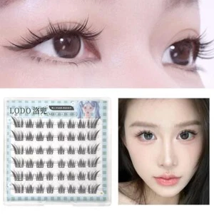 Lot de 6 rangées de faux cils inclinés sans colle ajustement naturel contour des yeux G4 - Photo 1/9
