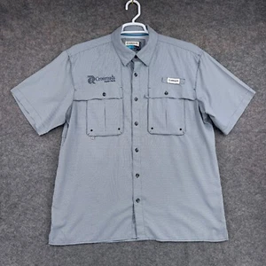 Magellan Button Up Shirt Mens Large Gray Short Sleeve Fishing Relaxed Fit Vented - Picture 1 of 12