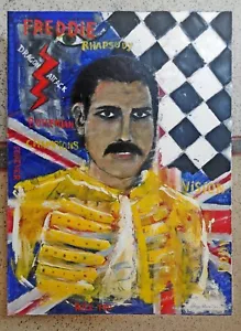 NEU ANTONIO ALBA DIAS ""Freddie Mercury"" Queen Rock böhmisches Ölgemälde - Bild 1 von 2