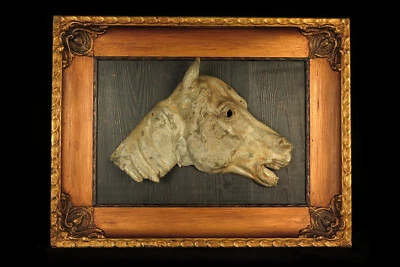 Rare et ancien vestige d'enseigne boucherie chevaline en zinc c.1880 / Cheval - Photo 1/4