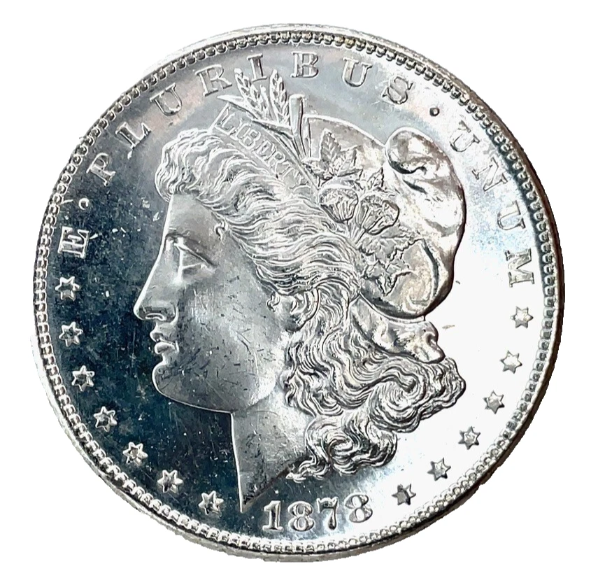 1878 S PL Proof Like Obverse Morgan Dollar GEM BU. 90% Silver $1 U.S Coin # 1958 - Image 1 of 4