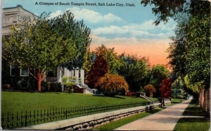 A Glimpse of South Temple Street Salt Lake City Utah Postcard - Picture 1 of 2