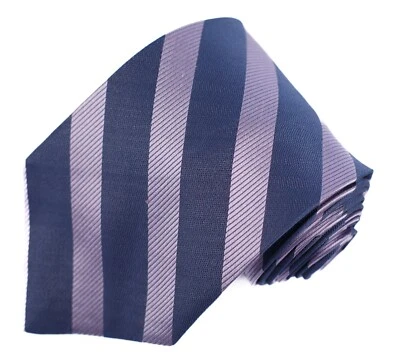 Calvin Klein Men’s Repp Tie Blue & Silver Striped Necktie 100% Silk 60"L - Image 1 of 4