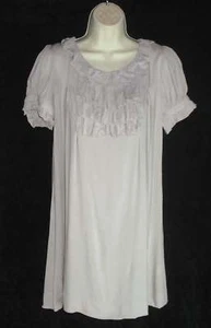 WISH dress sz M loose fit 100% Rayon Tunic Mini Ruffle Neck Exposed Back Zipper - Picture 1 of 5