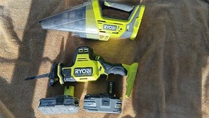 Ryobi angled saw with 2 18V batteries. Ryobi vacuum ,Charger not included - Picture 1 of 2