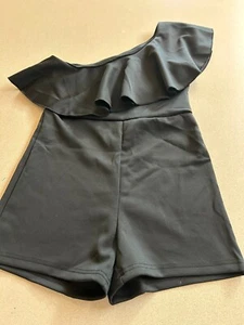 Girl's WDIRARA Ruffled Tank Sleeve Romper Shorts Black Size 10 - Picture 1 of 6