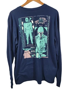 Star Wars Mandalorian Armor The Child Tee Long Sleeve Size Large T-Shirt Blue - Picture 1 of 3