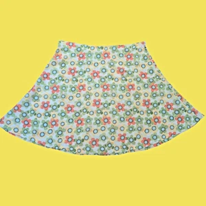 Handmade 90s Flower Power Knee Skirt Womens M mod gogo retro lowrise floral 1I - Picture 1 of 9