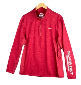 Silver Bait Men’s M Maroon Red 1/4 Zip Long Sleeve Performance Shirt - Picture 1 of 10