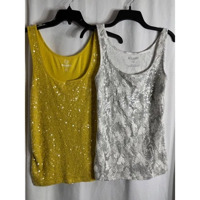 Paquete de camisetas sin mangas Old Navy para mujer con estampado de serpiente de lentejuelas amarillas talla L G Foto 1 de 4