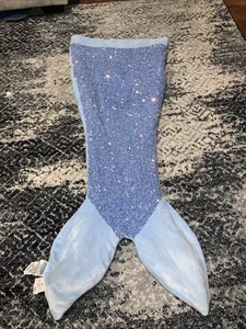 "Auténtico saco de dormir manta saco de dormir de lentejuelas azules cola de sirena de felpa suave para niños 53""" - Imagen 1 de 6