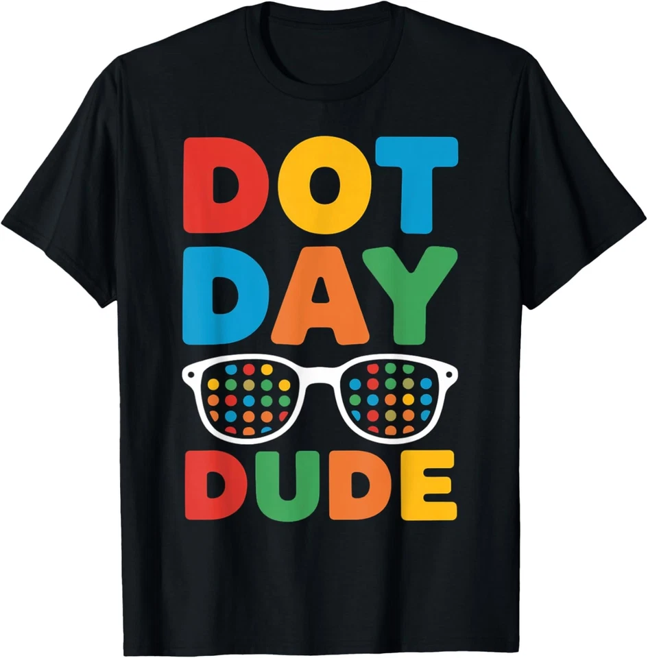 Camiseta unisex de lunares coloridos de gafas Happy Dot Day Dot Dude Foto 1 de 1