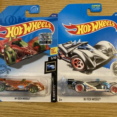 HOT WHEELS 2017 324 SUPER CHROMES & 2020 41 X RAY HI TECH MISSILE BEST ON TRACK - Image 1 of 4