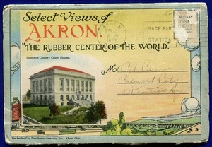 Akron Ohio Rubber Center of the World 1920s Court House Postcard Folder PF857 - Picture 1 of 2