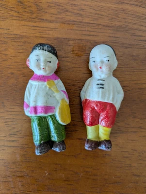 Vintage Mini Boneca Bisque Frozen Penny 2.7" Conjunto Menino Asiático Menina Japão - Imagem 1 de 4