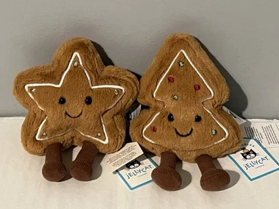 Set of 2 Authentic Jellycat Christmas Plush: Amuseable Star & Tree Cookie ~NWT - Image 1 of 4