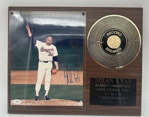 Nolan Ryan HOF Record Breaker Strikeout King Plaque /5000 JSA Cert - Picture 1 of 3