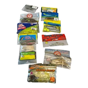 11 Packs Of Opened Rubber Fishing Lures Still Has The Scent On Them! - Picture 1 of 13