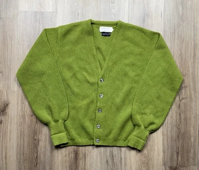 Cárdigan suéter vintage de los años 60 Damon verde alpaca pura para hombre tejido preppy mediano Foto 1 de 4