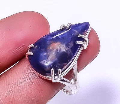 Anillo solitario de plata de ley 925 con sodalita naranja - Minas Gerais 10,5 R7919-323 Foto 1 de 4