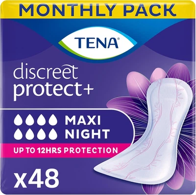 48 x TENA Lady Maxi Night, Discreet Pads For Bladder Weakness 8 x Packs of 6