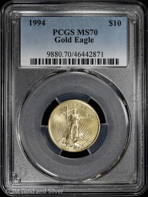 1994 $10 1/4 oz Gold Eagle PCGS MS 70 | Top Pop 1 of 80 UNC BU - Image 1 of 4