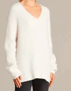 ALLSAINTS Women's Ade Mohair Blend Long Sleeve V-Neck Cream Sweater Size M - Picture 1 of 11
